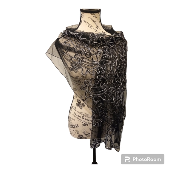 New Years Party Scarf Sheer Classy Summer Evening Hijab Sparkly Feminine Dainty - Picture 8 of 17